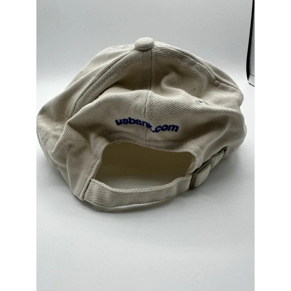 Ahead‎ Baseball Cap Blue Red OS US Bank Embroidered Adjustable Slideback Hat